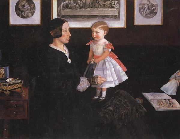 Sir John Everett Millais Mrs James Wyatt Jnr and her Daughter oil painting picture
